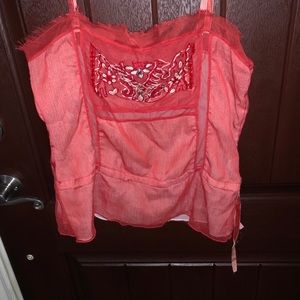 Younique Red Sheer tank with side tie